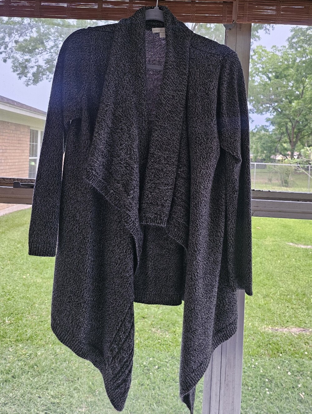 New York & Co. Cozy Open-Front Draped Cardigan - Dark Gray - Women's Size M